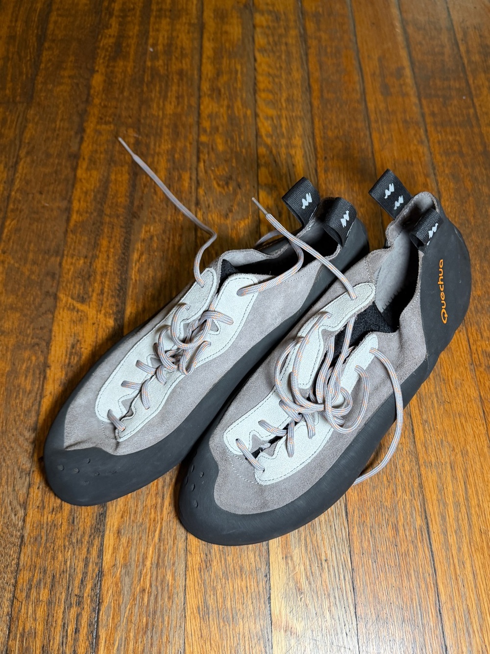 Quechua Rock Climbing Shoes EU 47 Gray Suede Vibram Sole Lace Up